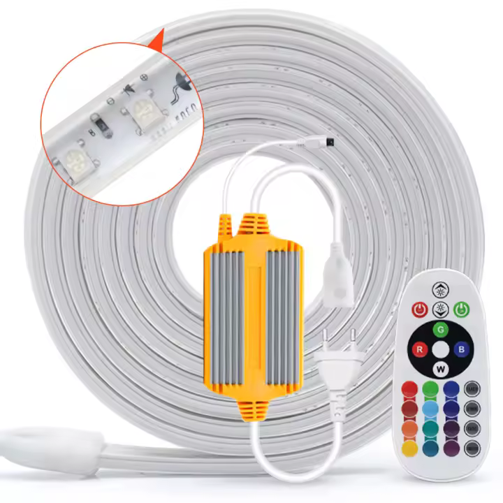 Tira de luces LED RGB SMD5050, cinta de diodo impermeable con Control remoto, lámpara de jardín al aire libre, decoración del hogar, 220V, 60Leds/m - 1