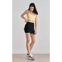 Pantalones cortos de Yoga 2 en 1 para mujer, vestido rápido de cintura alta superpuesto, ropa deportiva para Fitness, falda con cordón ajustable - details 0