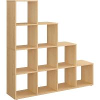 Librería con 10 Cubos, Estantería para Libros con Compartimentos Abiertos, Decoraciones, Fotos, Plantas, Salón, Dormitorio, Estudio, 29 x 129,5 x 129,5 cm, Marrón Rústico - details 9