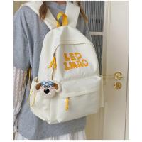 Mochila coreana simple de color sólido con alfabeto para estudiantes, mochila ligera de gran capacidad para viajes, mochila informal versátil - details 27