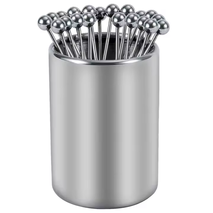 20 piezas selecciones de cóctel de Metal con Kit de soporte, selecciones de cóctel de acero inoxidable, brochetas de cóctel reutilizables, brochetas de aperitivo - 1