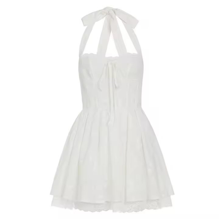 BUNO-Vestido de encaje ajustado a la cintura con cuello bajo, falda corta nueva dulce y picante con personalidad sin espalda, verano 2025. - 1