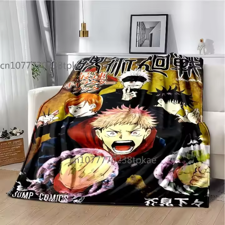 Manta de Logotipo Jj-Jujutsu Kaisen Manta de Lanzamiento de Moda para Sofá, Cama, Oficina, Coche - 1