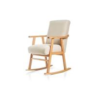 ESPECIALISTAS DEL Sillon orejero balancin Blanco Carla (Sillon Lactancia) Sillón tapizado Antimanchas acualine Color Beige. Mecedora para Dormitorio, Salón o habitación de Bebe - details 12