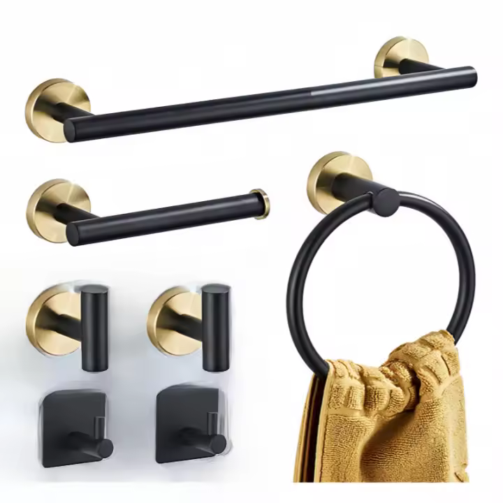 Juego De Accesorios Para Baño De 304, Acero Inoxidable, 7 piezas, Color Plateado - 1