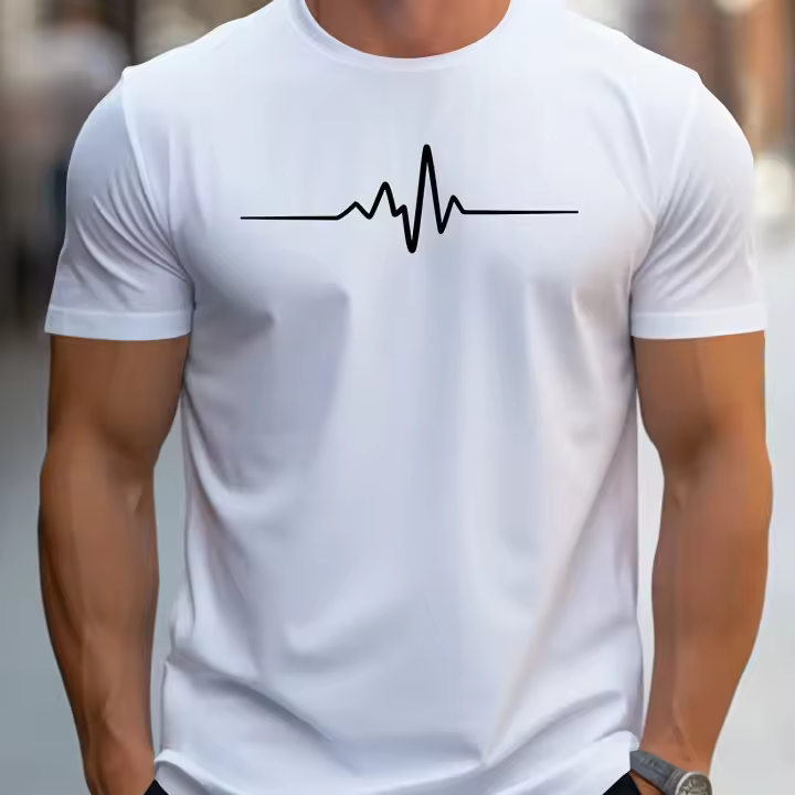 Camiseta de manga corta con cuello redondo para hombre, talla grande, con estampado gráfico creativo, ajustada, informal, deportiva - 1