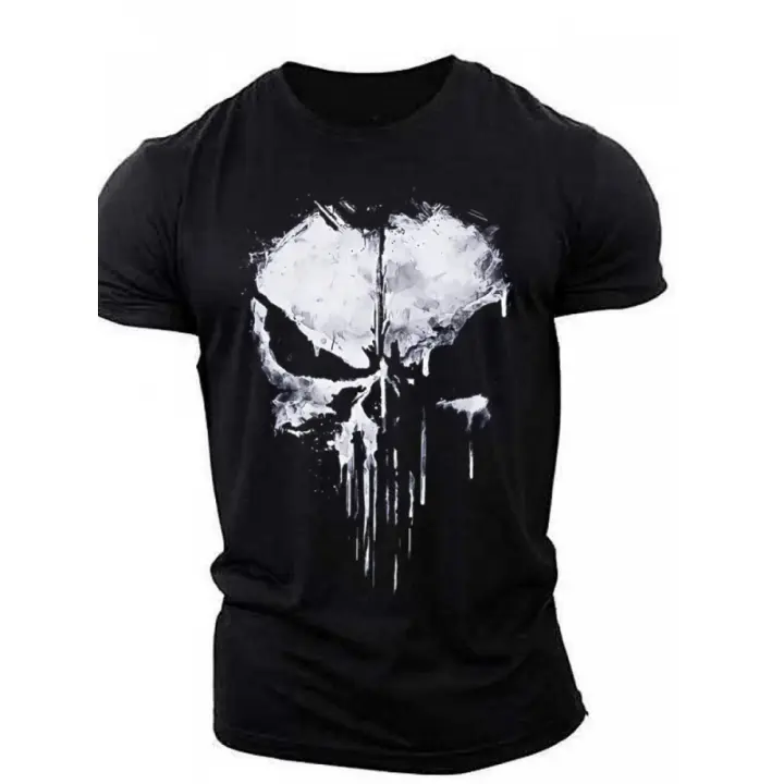Camiseta con estampado de Skeleton Punisher, camiseta cómoda informal para hombre para verano, camiseta de manga corta para hombre para actividades diarias - 1