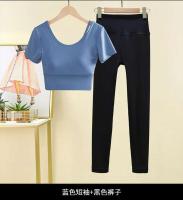 Tre de mujer, top de manga corta, camiseta de yoga, conjunto de body deportivo para correr, conjunto de gimnasio - details 15