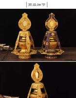Olla de Tapa Hecha a Mano de Tantrismo Nepes Olla de Vidado de Cobre Puro Dorado para el Hogar - details 4