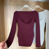 Suéter de Manga Larga con Cuello Cuadrado para Mujer Jersey de Punto para Primavera y Otoño - details 18