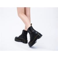 Suelas gruesas con forro polar Botas Dr. Martens, cremalleras laterales, botas cortas de mujer británica, suelas de pastel, botas de trabajo y zapatos de algodón - details 16