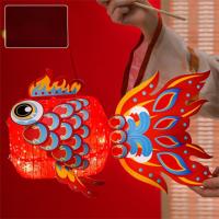 Linterna de Festival del Medio Otoño de pescado hecha a mano, linterna luminosa de loto de mediados de otoño, Kit de Material de linterna DIY de papel de estilo chino - details 3