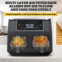 Estante Rectangular de Acero Inoxidable para Freidora de Aire, Accesorios Freidora Aire,Bandeja para Parrilla,Cesta de Airfryer Caliente, Accesorios para Ninja Dual, 3 Piezas Capas - details 2