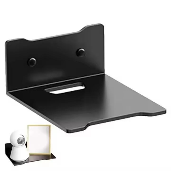 Estante enrutador de acero al carbono, soporte de almacenamiento para proyector de gran capacidad montado en la pared, soporte de proyector negro para ahorro de espacio para el hogar - 1