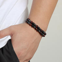 Pulsera de cuentas de ojo de tigre para hombre, pulsera de hematita de piedra Natural, pulseras con dijes de distancia de doble capa, joyería para el cuidado de la salud para hombre - details 11