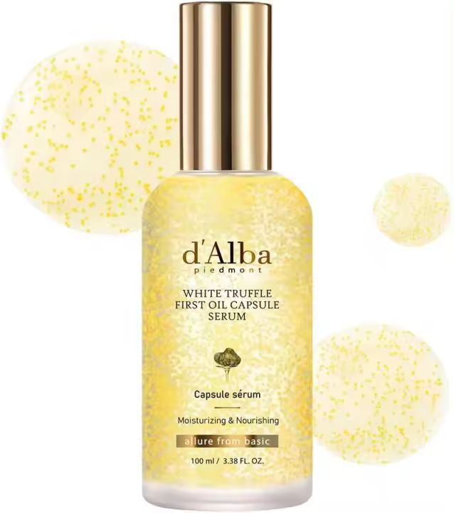 Suero en cápsula de aceite de trufa blanca d'alba Piedmont, refuerzo diario de Vita para una piel luminosa, fórmula de doble vitamina (3,38 fl. oz.) - 1