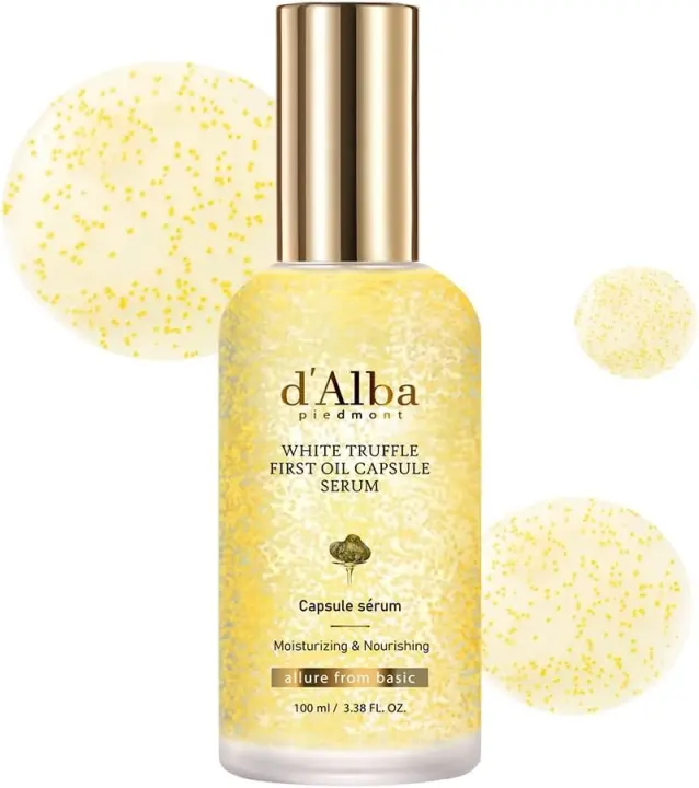 Suero en cápsula de aceite de trufa blanca d'alba Piedmont, refuerzo diario de Vita para una piel luminosa, fórmula de doble vitamina (3,38 fl. oz.) - 1