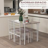 Juego de Comedor de Madera Natural y Blanco 5 Piezas de Mesa y Sillas con Patas de Acero para Cocina y Restaurante - details 3