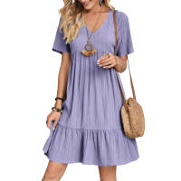 Vestido de Verano Mujer, Prenda de Manga Corta, Transpirable, Cuello en V, Ideal para Regalo de Cumpleaños y San Valentín - details 0