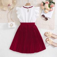 Falda Plisada de Khaki para Niñas Mangas de Pétalo Blanco Estilo Preppy para Cumpleaños - details 28