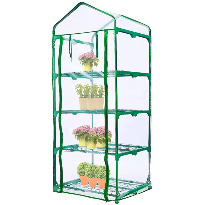 Cubierta de Invernadero de PVC Transparente Grande de 4 Niveles Protección de Helado Frío para Cultivos Drenaje de Jardín y Carpa - 1