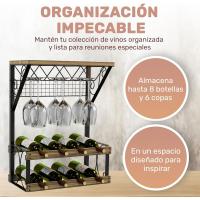 Botellero Vino Inspirador: Vinoteca 8 Botellas, Botellero de Estilo Rústico-Industrial, Garrafeira con Balda de Madera, Ideal para Amantes del Vino y Hogares con Poco Espacio - details 2