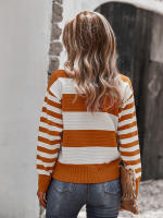 Suéter empalmado a rayas para mujer, Jersey de punto a la moda, novedad de otoño e invierno, 2023 - details 11