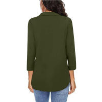 Camisa de Mujer 2025 Elegante Chifón, Cuello en V, Manga 3/4, Estilo Europeo, Tejido Transpirable - Moda de Oficina y Casual - details 17