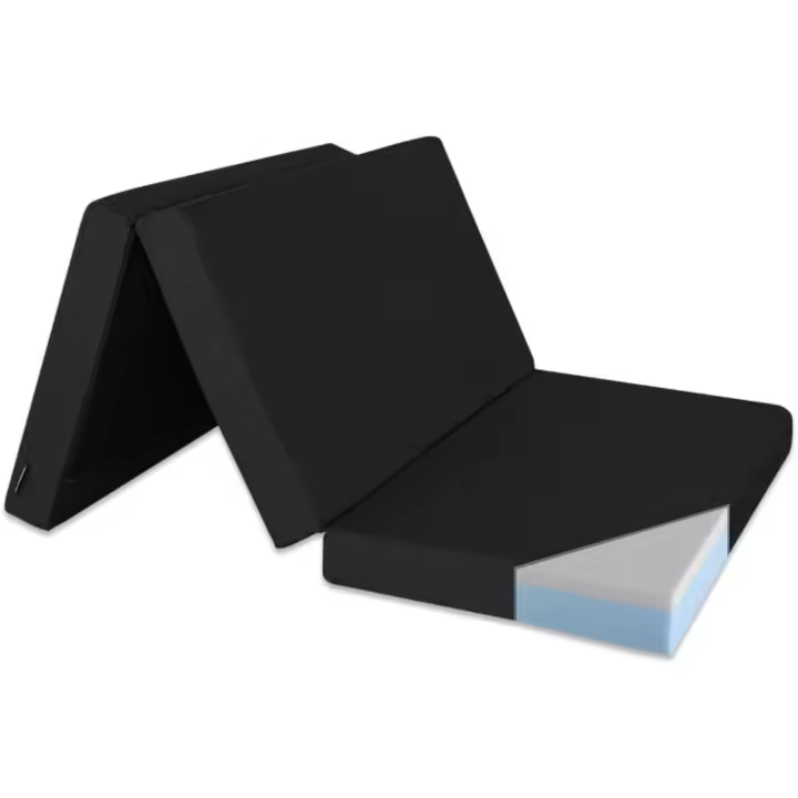 Colchón plegable viscoelástico con cierre y asa 120 x 190 x 10 cm con espuma D25 extra firme en loneta premium gris para furgonetas, viajes o invitados - 1
