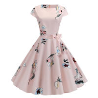 Women summer vintage 1950s 60s big swing party polka dot dress - details 2