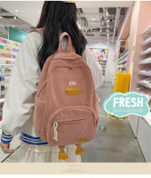 Dibujos animados estilo japonés ins lindo patito mochila femenina de pana informal mochila de campus estudiante universitario de secundaria. - details 3