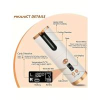 Rizador de pelo automático inalámbrico con barril giratorio de cerámica, 6 configuraciones de temperatura y temporizador, portátil y recargable, rápido H - details 3