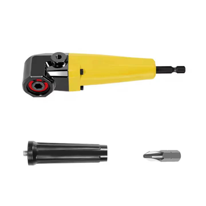 Controlador de extensión de ángulo recto de 90 °, adaptador de ángulo de perforación, destornillador, llave hexagonal, broca, soporte de enchufe, herramienta eléctrica-amarillo - 1