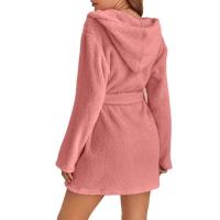 Pijama tipo jersey con capucha para mujer, albornoz cálido de color sólido para el hogar, 2024 - details 0