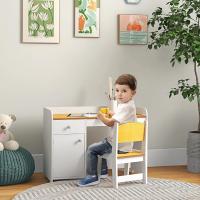 2 Piezas Pupitre Infantil Escritorio para Niños Incluye Silla y con Cajón y para Dormitorio Sala Blanco y Natural - details 1