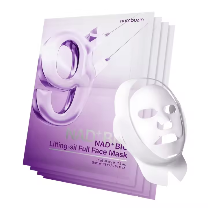 Numbuzin No.9 Sheet NAD+ BIO Lifting-sil Mascarilla facial completa Mejora la línea de la mandíbula, las mejillas, las arrugas, las líneas del cuello Péptidos, NAD+, Colágeno - 1