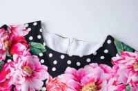 Vestidos Midi elegantes con estampado de lunares para mujer, vestido largo Retro informal de manga corta para vacaciones de verano, siciliano - details 7