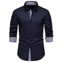 Camisa de Hombre con Bloques de Color a Rayas para Primavera Camisa de Manga Larga para Negocios Casual Blusa Social para Fiesta en Oficina Material Exterior de Poliéster - details 1
