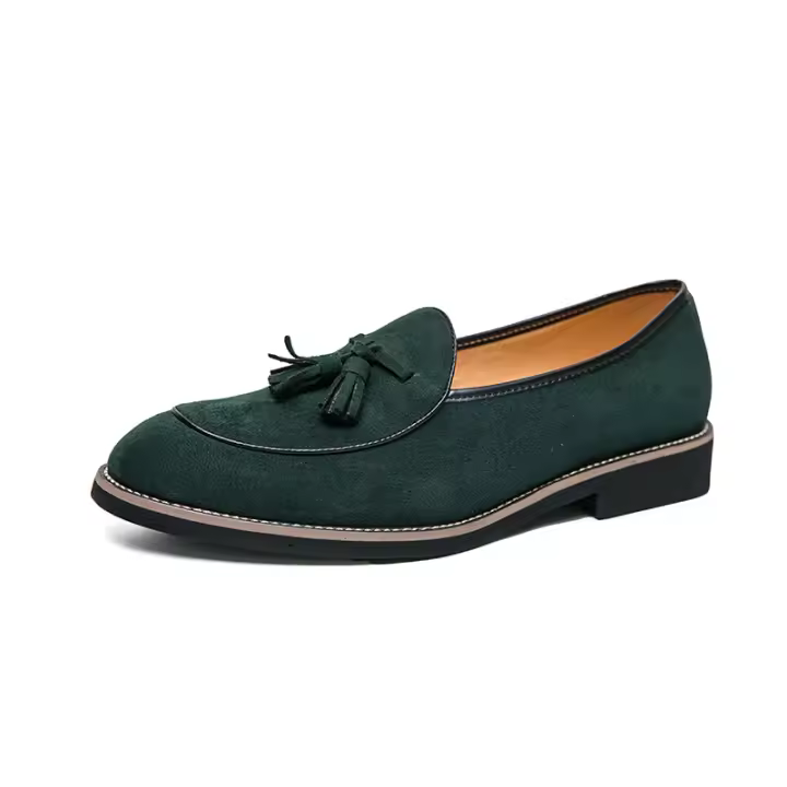 Mocasines de gamuza de gran tamaño, versión coreana de zapatos de cuero de traje de color sólido a la moda. - 1