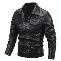 Nueva chaqueta de cuero gruesa de forro polar para hombre, otoño invierno, informal, a la moda, con solapa sólida, nueva, holgada, cálida y versátil. - details 2
