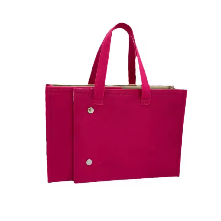 Bolsa de almacenamiento de fieltro de poliéster con botón a presión, divisor, carpeta de archivos con múltiples compartimentos, bolsa con asa, portátil, reutilizable - 1