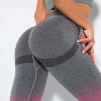 Malla de color degradado sin costuras para mujer, pantalones para correr Fiess con sandalia para realzar la cadera, pantalones de yoga de secado rápido - details 37