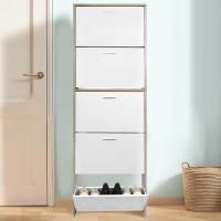 Mueble zapatero de 12 pares - Estantería de gran capacidad para vestíbulo o pasillo - (ancho) 60 x (profundidad) 24 x (alto) 80 cm - Madera clara blanca - details 174