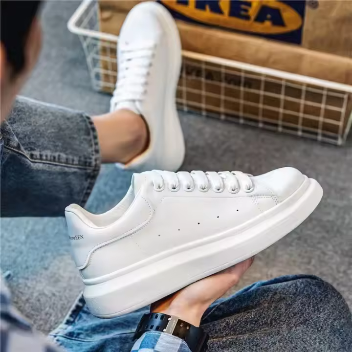 Zapatos Blancos para Hombres Plataforma de Cuero Versátil para Altura Aumentada - 1