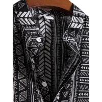 Camisa informal con botones y solapa de manga corta para hombre, estilo bohemio, vacaciones diarias, tops de verano - details 2