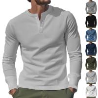 Día del padre Ropa transfronteriza de primavera y otoño Camiseta para hombres europeos y americanos Camisa básica Henry de manga larga para hombres - details 0