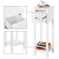Mesita de Noche de Madera Lacada Alta 2pcs con Cajón y Estante 25x25x70cm - details 4