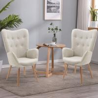 salón Butaca nórdica sillón Acolchado con Reposabrazos y Patas de Madera, Beige, 66x71x108cm - details 2