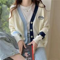 Cárdigan cómodo de mujer con cuello en V y bloque de color con bolsillo para ropa de invierno nueva innovación - details 8