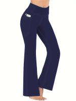 Paquete de 3 Pantalones Deportivos para Mujer, Tallas Grandes Costura Detalle Cintura Alta Pantalones de Yoga de Pierna Acampanada con Bolsillos para Teléfono Conjunto de 3 Piezas Adecuado Primavera/Otoño - details 16